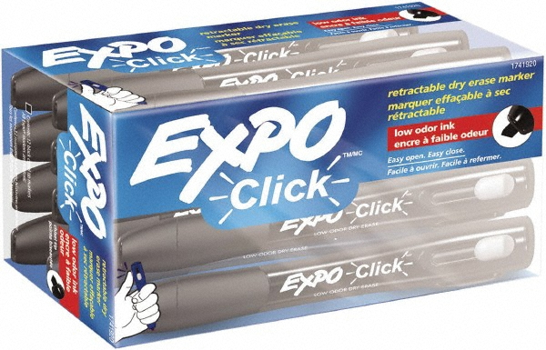 Expo Pack Of 12 Black Retractable Chisel Tip Dry Erase Markers 