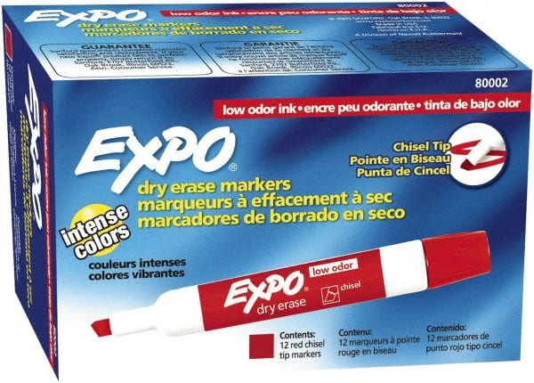 Pack of (12) Red Low Odor Chisel Tip 12 Pack Dry Erase Markers