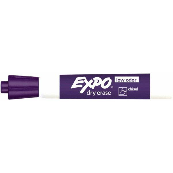 Pack of 12 Purple Low Odor Chisel Tip Dry Erase Markers - For Use with Dry Erase Marker Boards