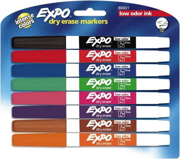 Expo - Pack of 8 Low Odor Chisel Tip Dry Erase Markers, Black, Blue, Brown,  Green, Orange, Pink, Purple & Red - 57433294 - MSC Industrial Supply