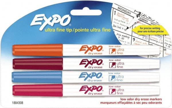 Expo Low-Odor Dry-Erase Marker, Ultra Fine Point, Assorted, 4/Set