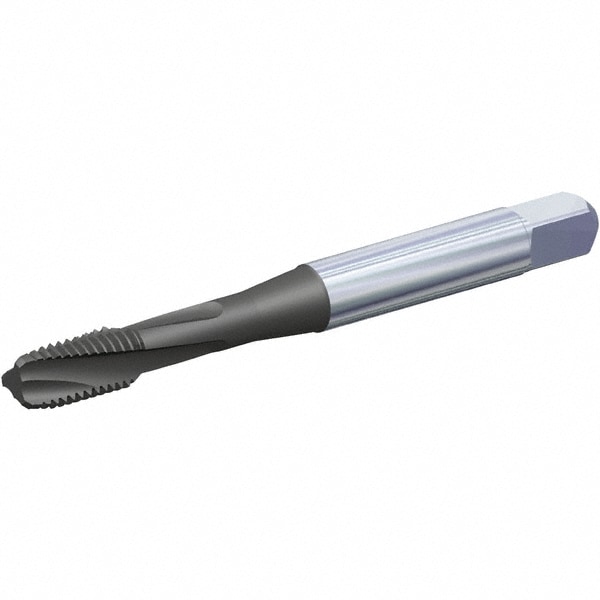 Spiral Flute Tap: #8-32 UNC, 2 Flutes, Modified Bottoming, 2B Class of Fit, Vanadium High Speed Steel, AlCrTiN Coated