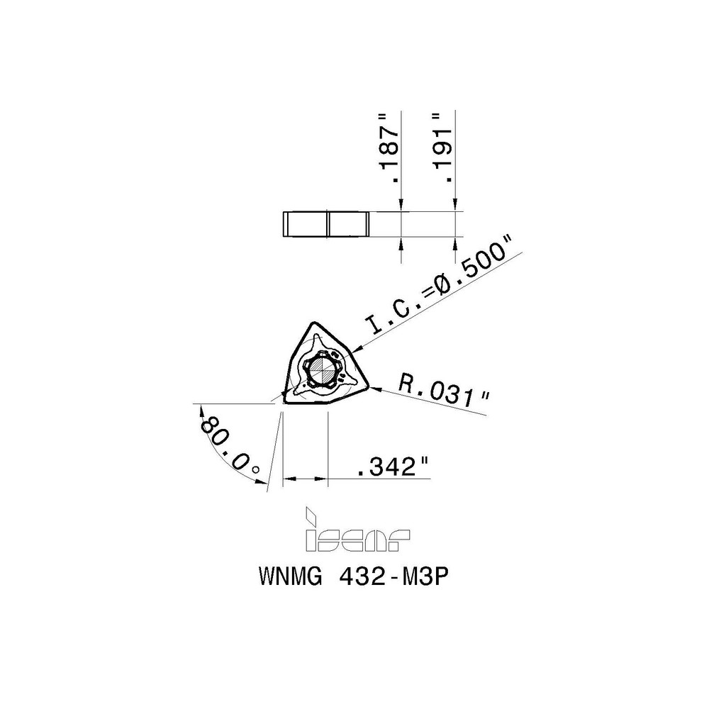 Iscar Turning Insert WNMG432M3P IC8250, Carbide MSC Industrial