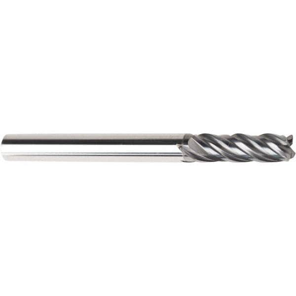 Corner Radius End Mill: 1/8" Dia, 1/2" LOC, 0.015" Radius, 4 Flutes, Solid Carbide