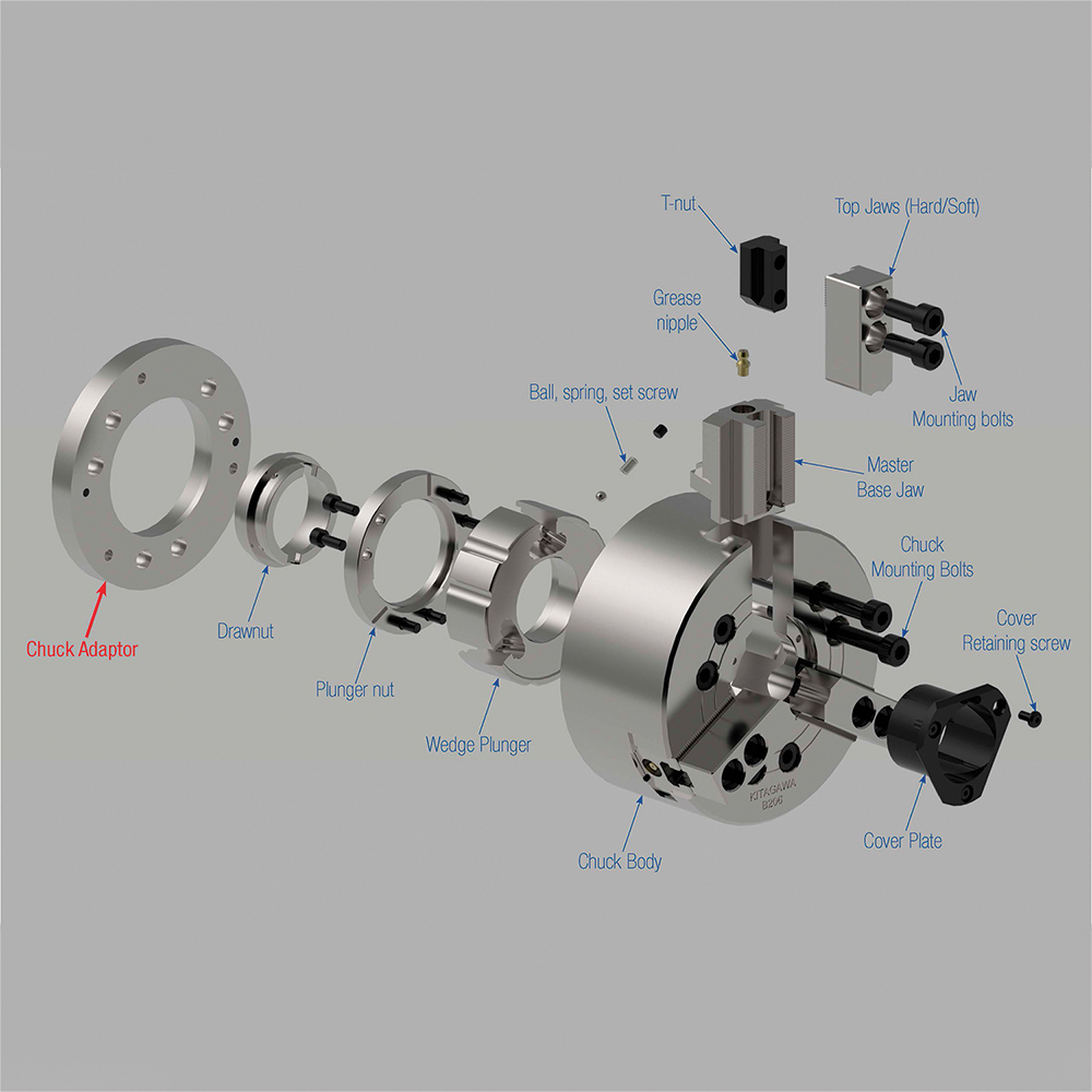 Kitagawa Lathe Chuck Adapter Back Plate 5" Chuck, for 5" 3 Jaw Chucks MSC Direct