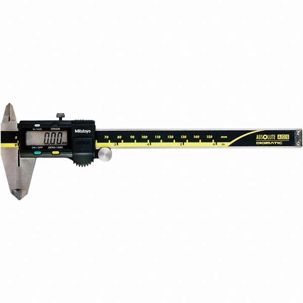 Mitutoyo 0 to 6" Range, 0.01mm Resolution, Electronic Caliper - Steel w/ 40mm Carbide-Tipped Jaws, 0.001" Accuracy, SPC Output | Part #500-175-30
