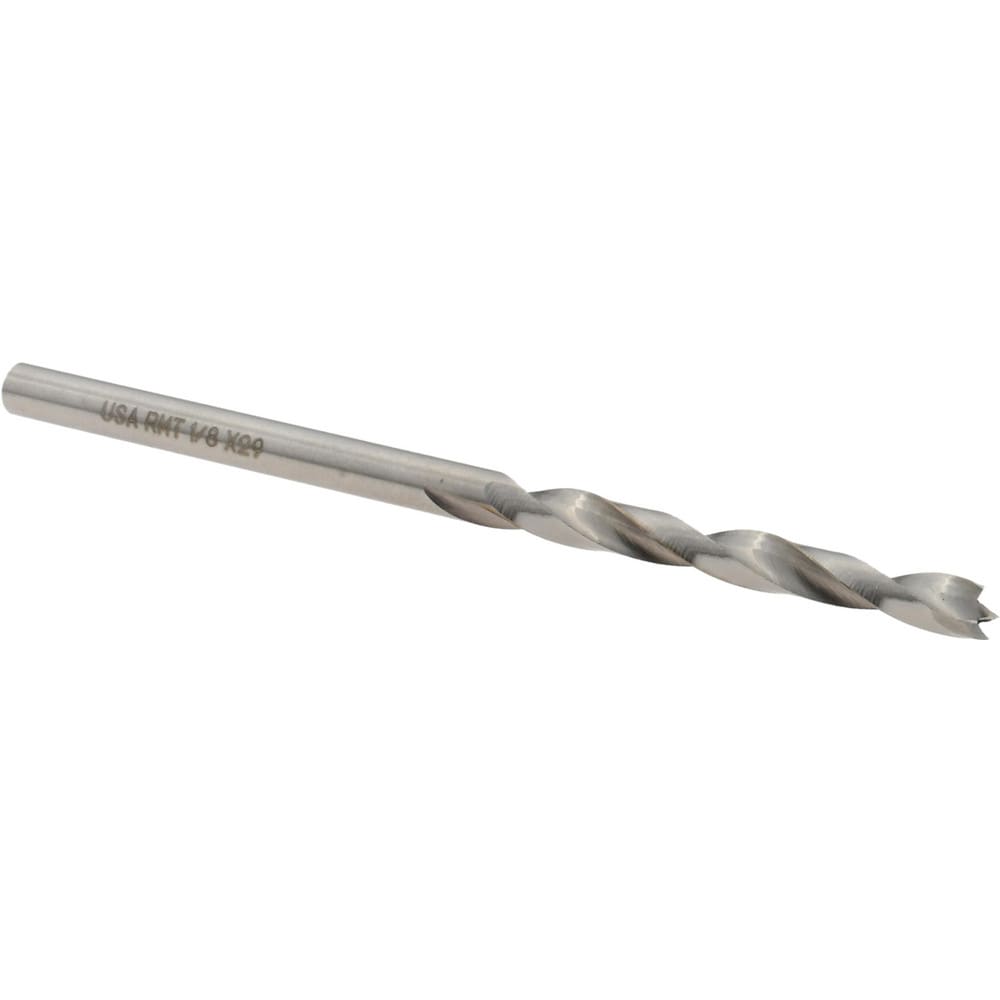 1/8", 1-5/8" Flute Length, Bright Finish, High Speed Steel Brad Point Drill Bit