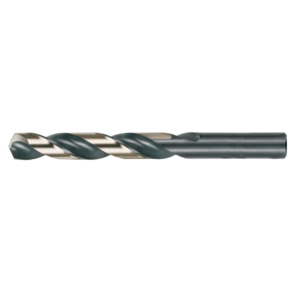 Jobber Length Drill Bit: 21/64" (0.3281) Dia, 135 deg, HSS - Black/Gold Finish, 4-5/8" OAL, Right Hand Cut, Regular Spiral Flute, Straight Shank