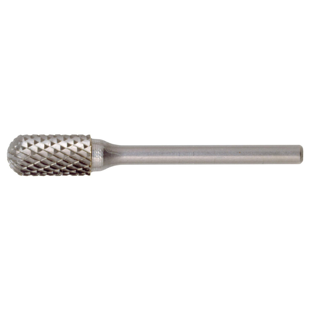 Abrasive Burr: SC-1, 1/4" Cut Dia, Ball Nose Cylinder, Double Cut - 1/4" Shank Dia, 5/8" LOC, 2" OAL