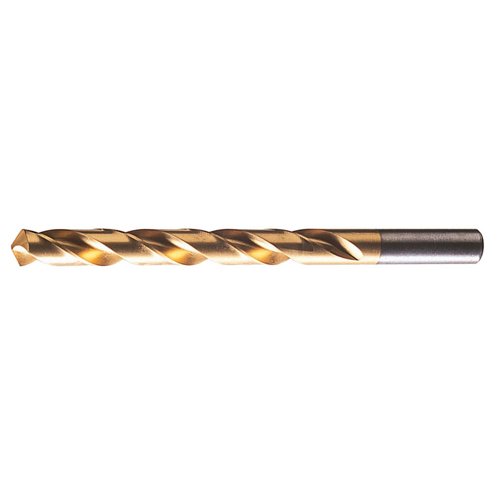 Jobber Length Drill Bit: #30 (0.1285) Dia, 118 deg, HSS - TiN Finish, 2-3/4" OAL, Right Hand Cut, Regular Spiral Flute, Straight Shank