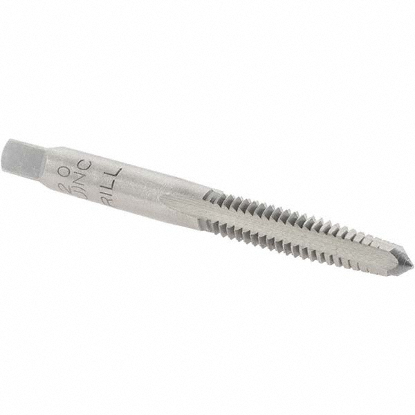 Straight Flute Tap: 1/4-20 UNC, 4 Flutes, Taper, Carbon Steel, Bright/Uncoated