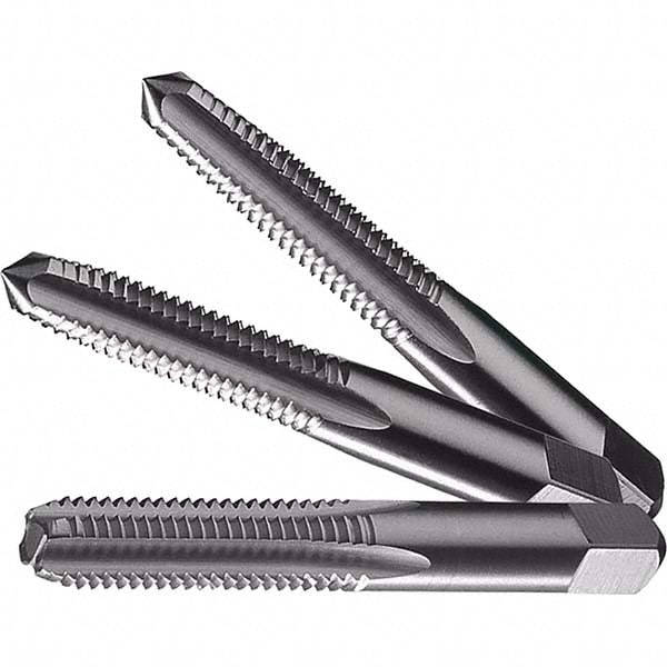 Tap Set: M8 x 1.25 Metric, 4 Flute, Bottoming Plug & Taper, Carbon Steel, Bright Finish