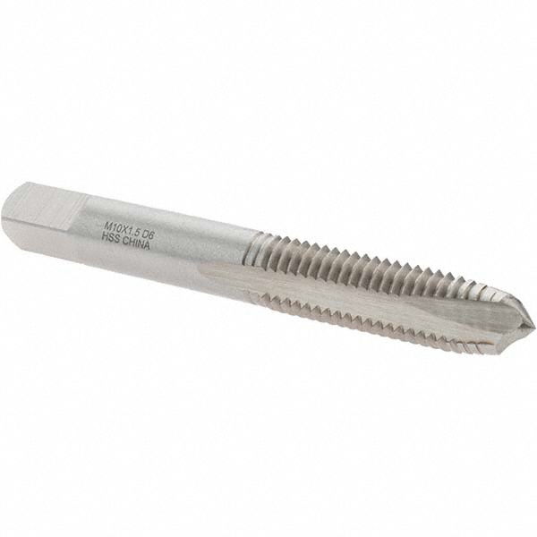 Spiral Point Tap: M10x1.50 Metric Coarse, 3 Flutes, Plug, High Speed Steel, Bright Finish