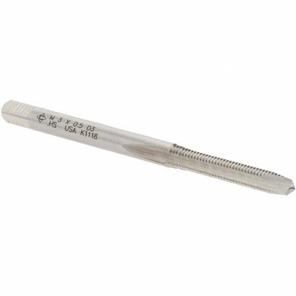 Spiral Point Tap: M3x0.50 Metric Coarse, 2 Flutes, Plug, High Speed Steel, Bright Finish