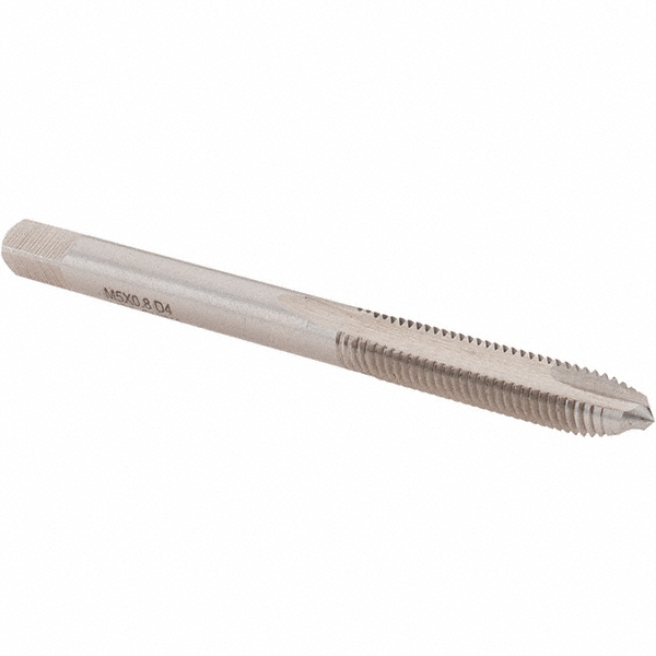 Spiral Point Tap: M5x0.80 Metric Coarse, 2 Flutes, Plug, High Speed Steel, Bright Finish