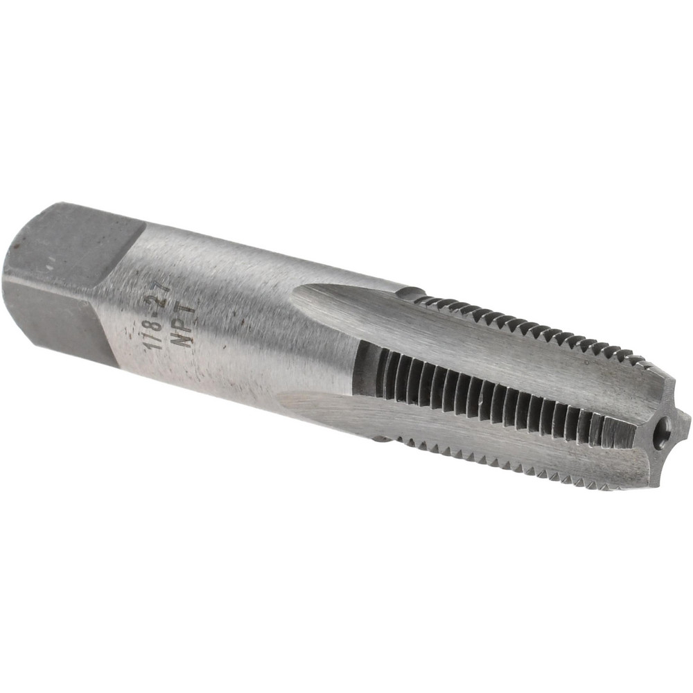 Standard Pipe Tap: 1/8-27, NPT, 4 Flutes, Carbon Steel, Bright/Uncoated