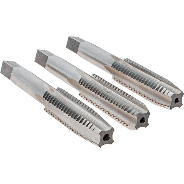 Cle-Line C62064 Tap Set: 1/2-13 UNC, 4 Flute, Bottoming Plug & Taper, High Speed Steel, Bright Finish 