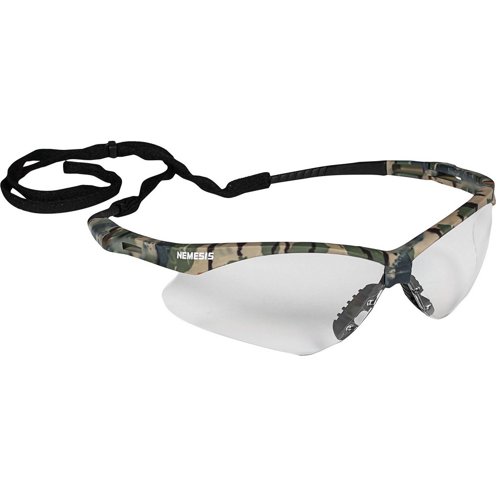 Safety Glasses: Anti-Fog & Scratch-Resistant, Polycarbonate, Clear Lenses, Full-Framed - Camouflage Frame, Non-Adjustable Temples, Series V30 Nemesis, ANSI Z87.1+