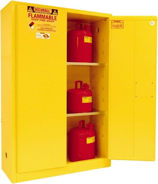 Securall Cabinets A145 Standard Cabinet: Manual Closing, 2 Shelves, Yellow 