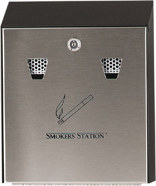 Steel Wall Mounted Ashtray - 10" Wide x 12-1/2" High