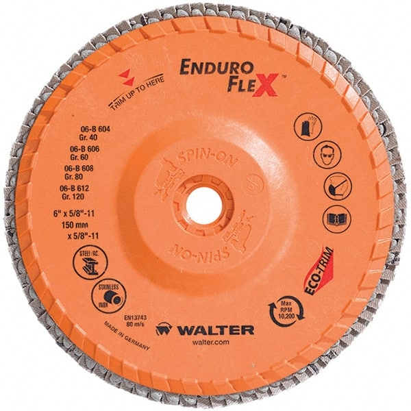 WALTER Surface Technologies 06B604 Flap Disc: 5/8-11 Hole, 40 Grit, Ceramic, Type 28 