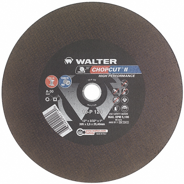 WALTER Surface Technologies CutOff Wheel Type 1, 12" Dia, 3/32