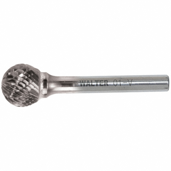 WALTER Surface Technologies Abrasive Bur: SD-6, 5/8" Cut Dia, Ball, Double Cut - 1/4" Shank Dia, 9/16" LOC | Part #01V011