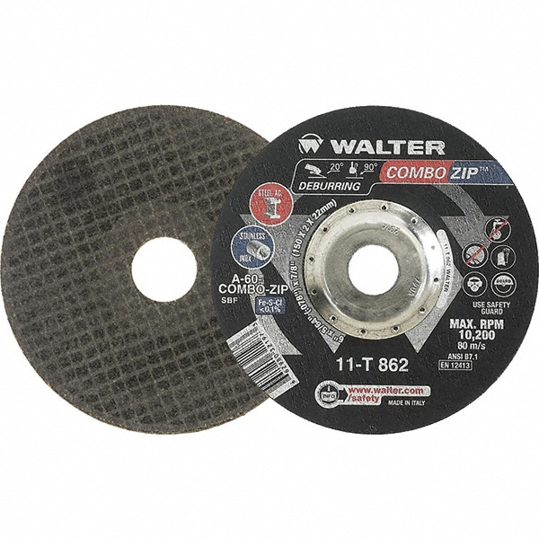 Photos - Abrasive Wheel / Belt WALTER Surface Technologies Depressed-Center Wheel: Type 27 & Type 42, 6" Dia, 5/64" Thick, 7/8" Hole, Aluminum Oxide - 60 G