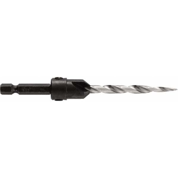 Adjustable-Depth Drill Countersinks; Cutter Head Diameter (Inch): 7/16 ; Drill Size Compatibility (Decimal Inch): 0.2188 ; Drill Size Compatibility (Inch): 7/32 ; Drill Size Compatibility: 0.2188in; 5.56mm ; Overall Length (Inch): 4-1/2