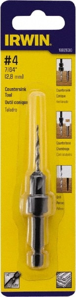 Adjustable-Depth Drill Countersinks; Cutter Head Diameter (Inch): 1/4 ; Drill Size Compatibility (Decimal Inch): 0.1094 ; Drill Size Compatibility (Inch): 7/64 ; Drill Size Compatibility: 0.1094in; 2.78mm ; Overall Length (Inch): 3-3/8