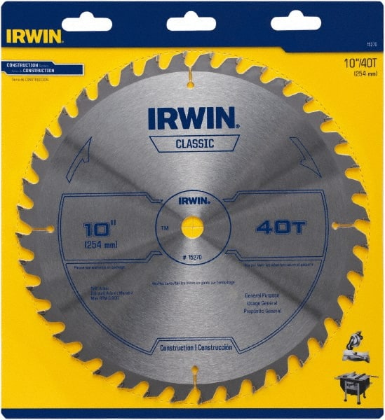 Irwin Blades 15270 Wet & Dry Cut Saw Blade: 10" Dia, 5/8" Arbor Hole, 0.102" Kerf Width, 40 Teeth 