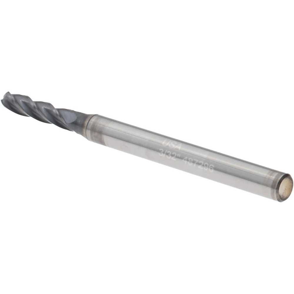 Melin Tool Ball End Mill 3/32" Dia, 3/8" LOC, 4 Flute, Solid Carbide