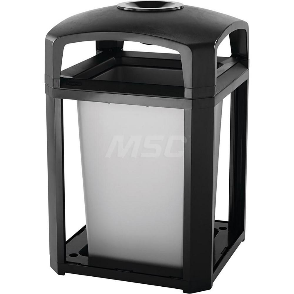 Landmark Series Classic Container, Dome Top With Ash Tray Frame And Rigid Liner, 35 gal, Black, 26.0" × 26.0" × 40.0" - Frame Only, Side Panels Sold Separately