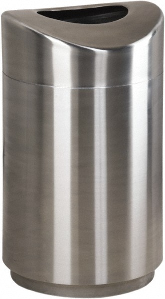 Rubbermaid Decorative Trash Can: 30 gal, Round, Gray MPN:FGAOT30SAPL