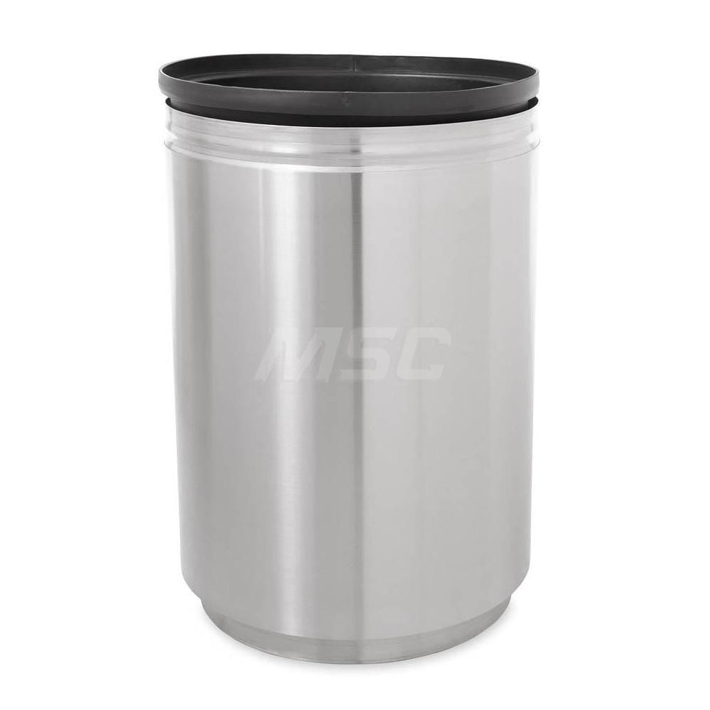 Rubbermaid Decorative Trash Can: 30 gal, Round, Gray MPN:FGAOT30SAPL