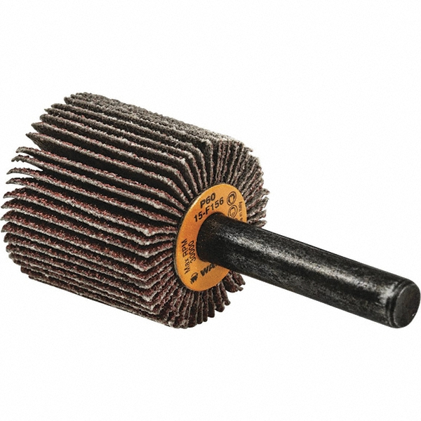 Mounted Flap Wheel: 1" Dia, 1" Face Width, 80 Grit, Aluminum Oxide