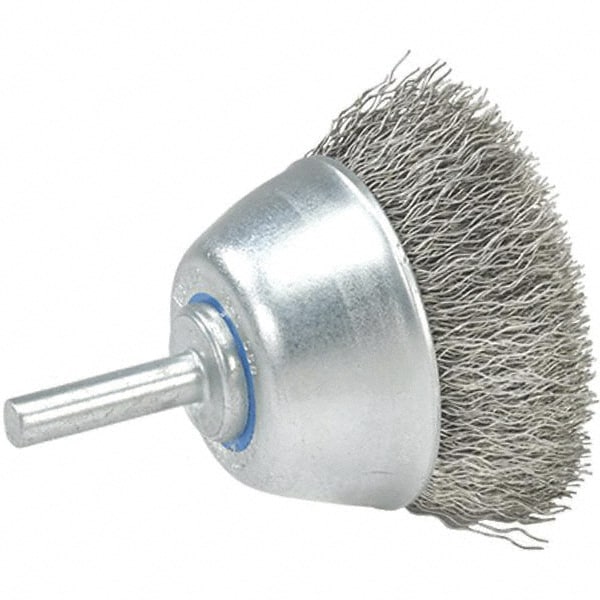 Cup Brush: 2-3/4 Dia, 0.0118 Wire Dia, Steel, Crimped