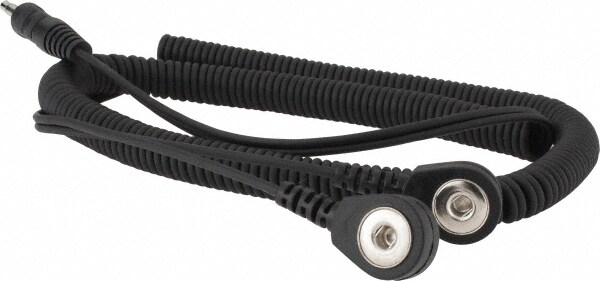 Grounding Cords; Anti-Static Equipment Compatibility: Grounding Wrist Strap ; Cord Type: Coiled Cord ; Coiled or Straight Cord: Coiled ; Cord Length (Feet): 10.00 ; Number of Conductors: 2 ; Snap Fastener Size: 10.0