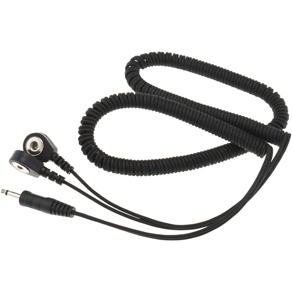 Grounding Cords; Cord Type: Coiled Cord ; Cord Length: 10.0ft ; Equipment Compatibility: Grounding Wrist Strap ; Color: Black ; Resistor: No ; Snap Fastener Size: 10