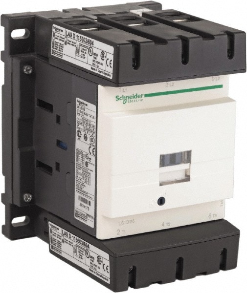 Schneider Electric LC1D115G7 IEC Contactor: 3 Poles, NC & NO 