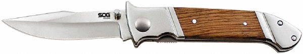 SOG Specialty Knives | SOG 3-1/2" Blade, 7.8" OAL, Straight Clip Point Folding Knife - 4-1/2" Closed Length, Wood, 1 Blade, 1 Edge | Part #FF30-CP