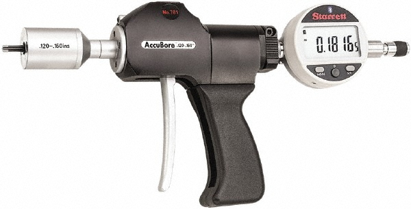 Starrett Electronic Bore Gages; Type: Pistol Grip Electronic Bore Gage ; Minimum Measurement (Decimal Inch): 0.1200 ; Maximum Measurement (Decimal