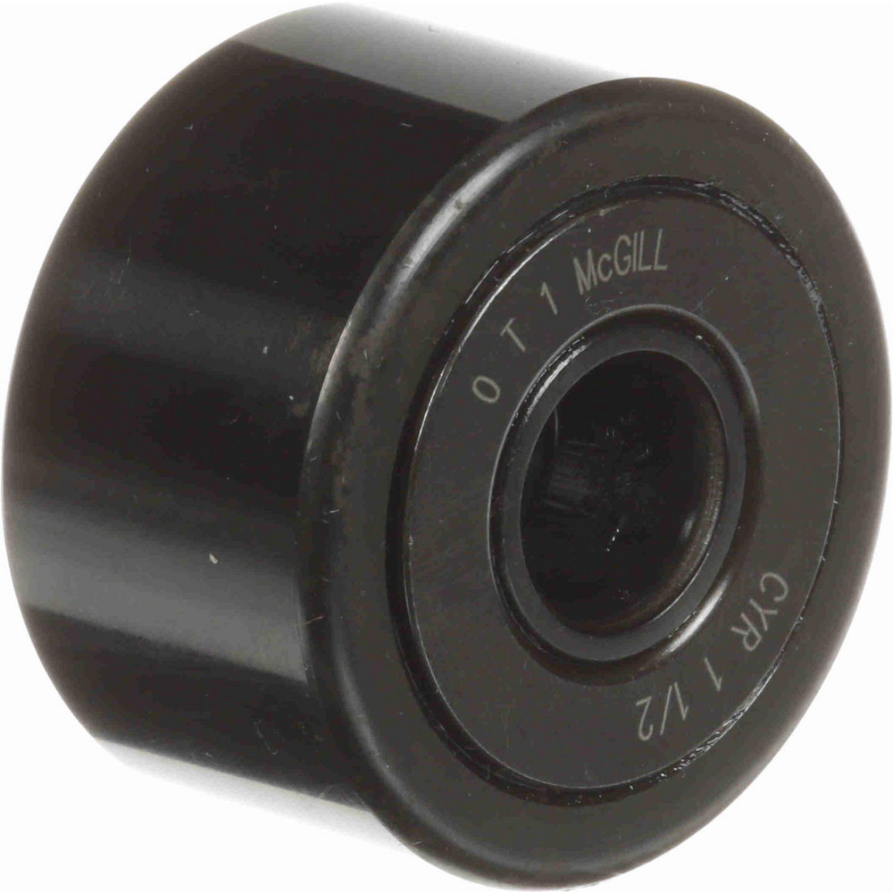 Cam Yoke Roller: Crowned, 0.4375" Bore Dia, 1-1/2" Roller Dia, 0.875" Roller Width, Needle Roller Bearing - 4,840 lb Dynamic Load Capacity, 0.9375" OAW