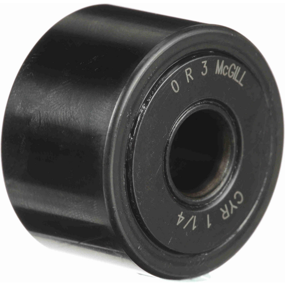 Cam Yoke Roller: Crowned, 0.375" Bore Dia, 1-1/4" Roller Dia, 0.75" Roller Width, Needle Roller Bearing - 3,930 lb Dynamic Load Capacity, 0.8125" OAW