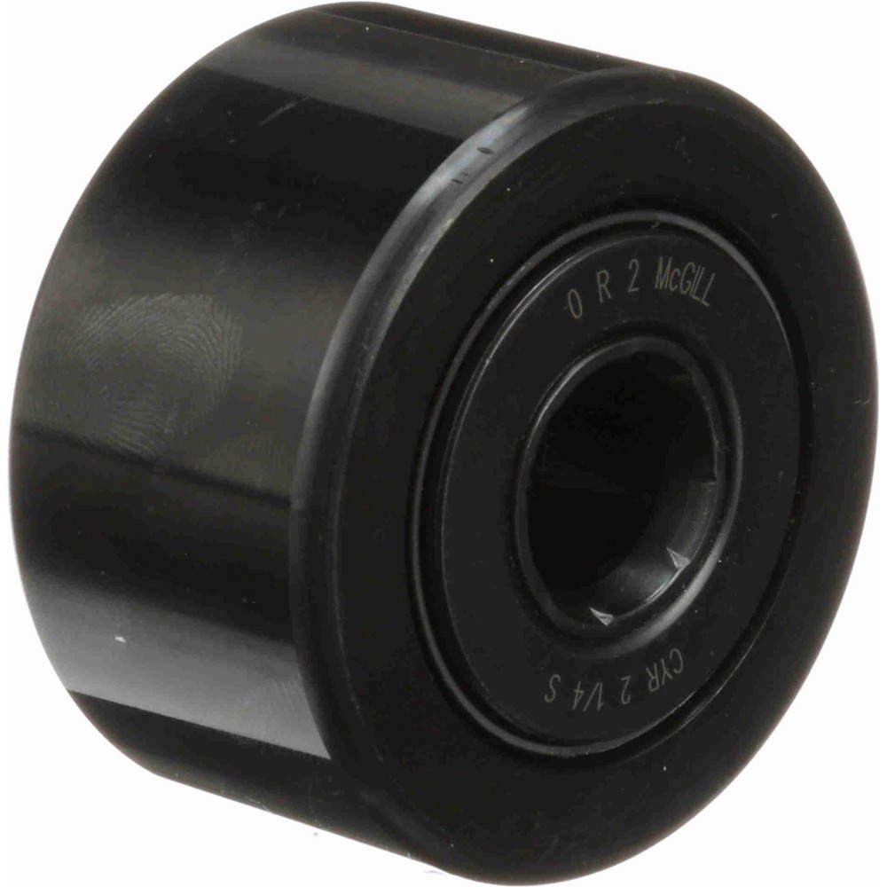 Cam Yoke Roller: Crowned, 0.625" Bore Dia, 2-1/4" Roller Dia, 1.25" Roller Width, Needle Roller Bearing - 8,090 lb Dynamic Load Capacity, 1.3125" OAW