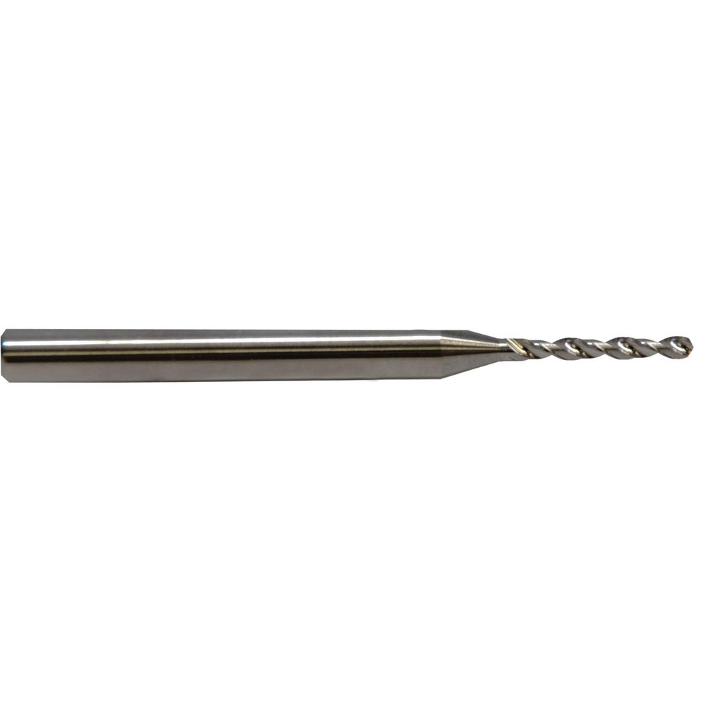 Micro Drill Bit: #50 (0.0700"), 130 deg, Solid Carbide - Bright/Uncoated, 1.5000" OAL, Right Hand, Series 302