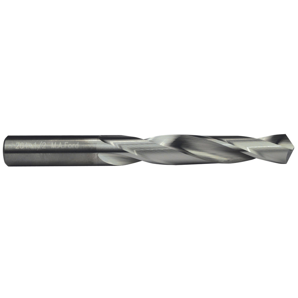 Jobber Length Drill Bit: 33/64" (0.5156) Dia, 118 deg, Solid Carbide - Bright/Uncoated Finish, 5" OAL, Right Hand Cut, Regular Spiral Flute, Straight Shank, Series 204