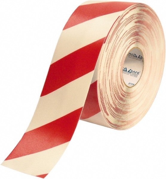 PRO-SAFE PRO-4RWCHVRED Floor & Aisle Marking Tape: 4" Wide, 100 Long, 50 mil Thick, Polyvinylchloride Image