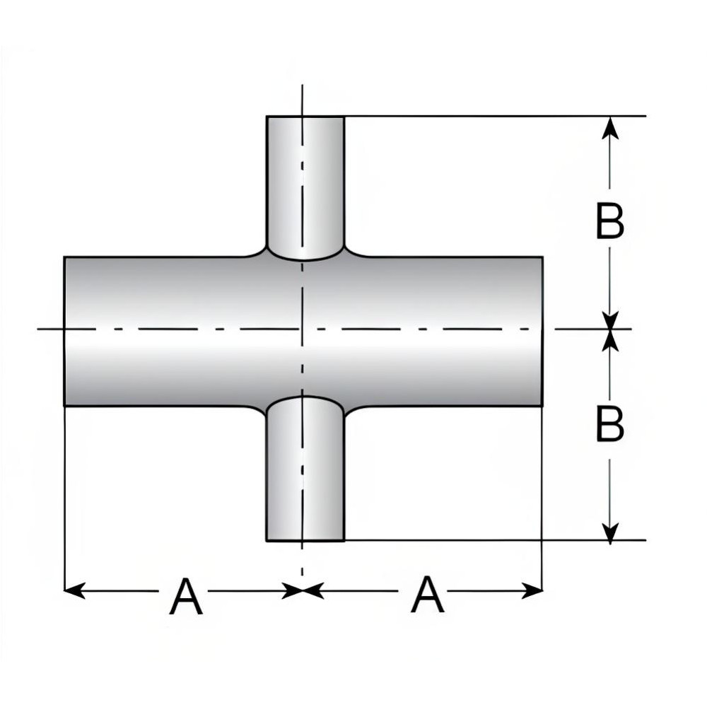 VNE - Sanitary Stainless Steel Pipe Equal Cross: 2