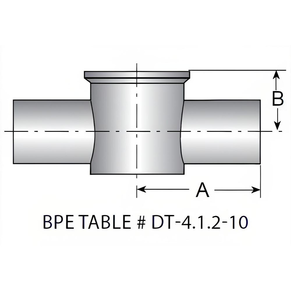 VNE - Sanitary Stainless Steel Pipe Instrument Tee: 3/4 x 1-1/2